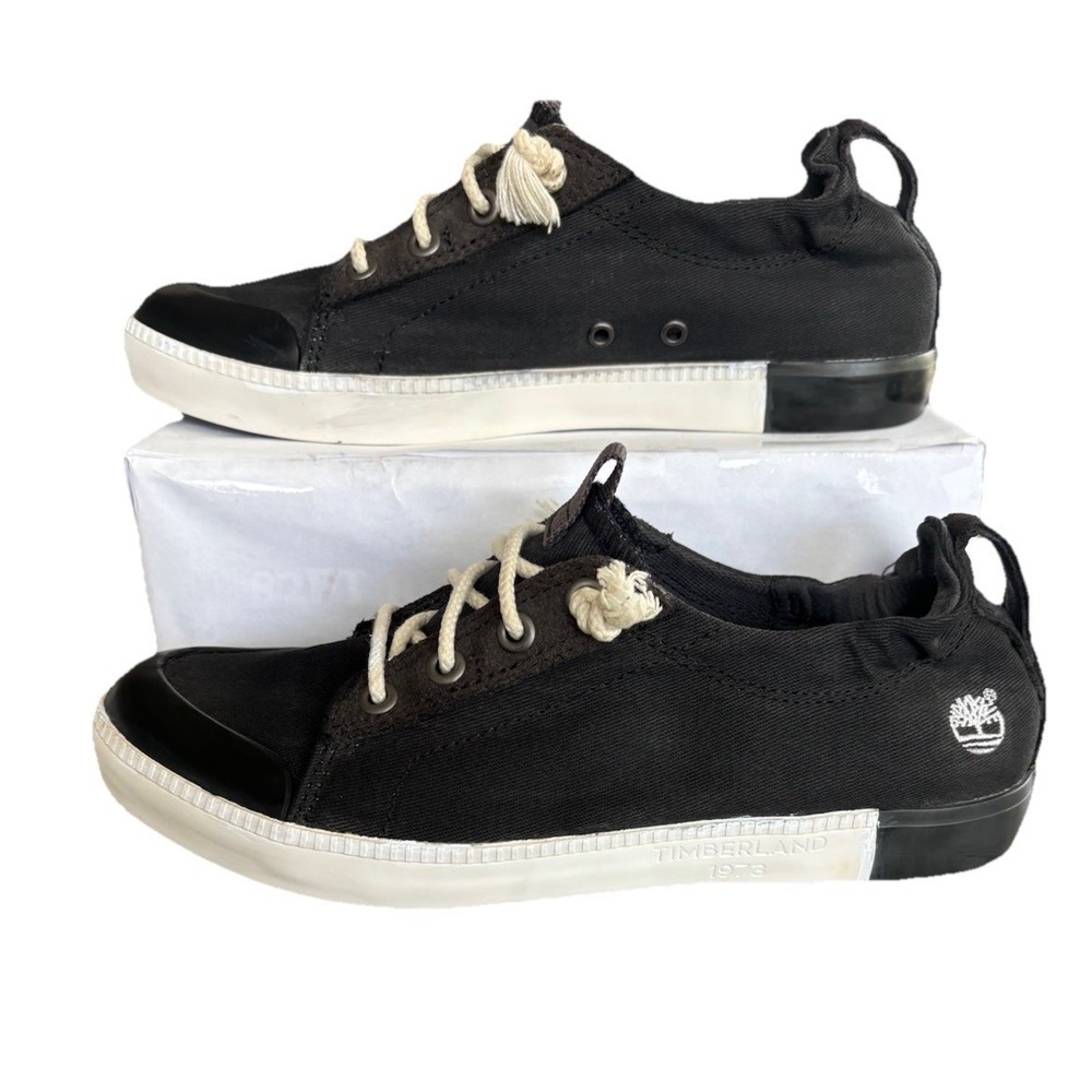 Timberland Slip-On Canvas Boat Sneaker Shoes Women's Size 6 1/2 Black Charcoal